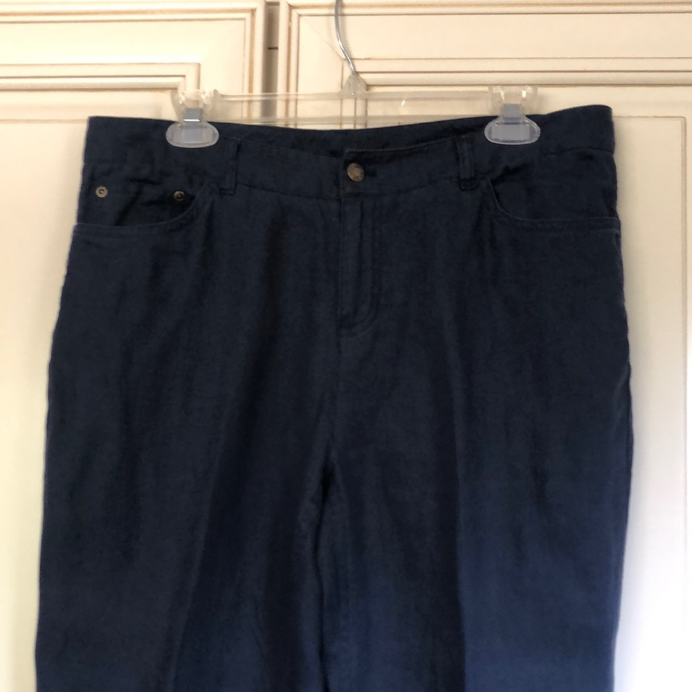 Women’s Classic Navy Blue Linen Pants - Picture 2 of 8